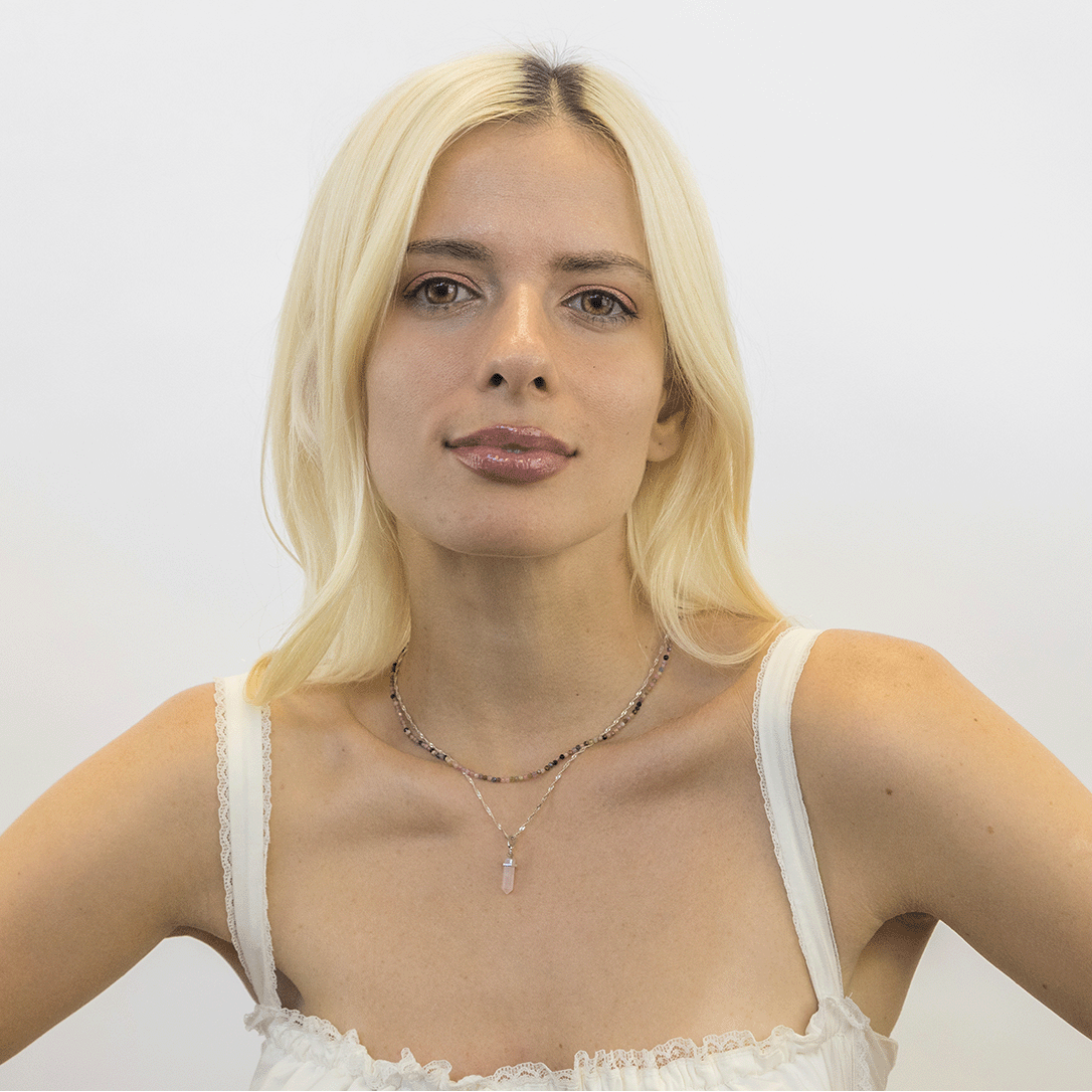  Bohemian necklace worn demonstrating length and drape