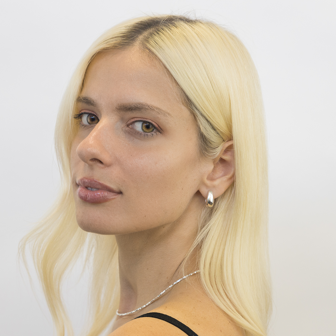 LUNAR LOOP HOOPS HIGH POLISH STERLING SILVER