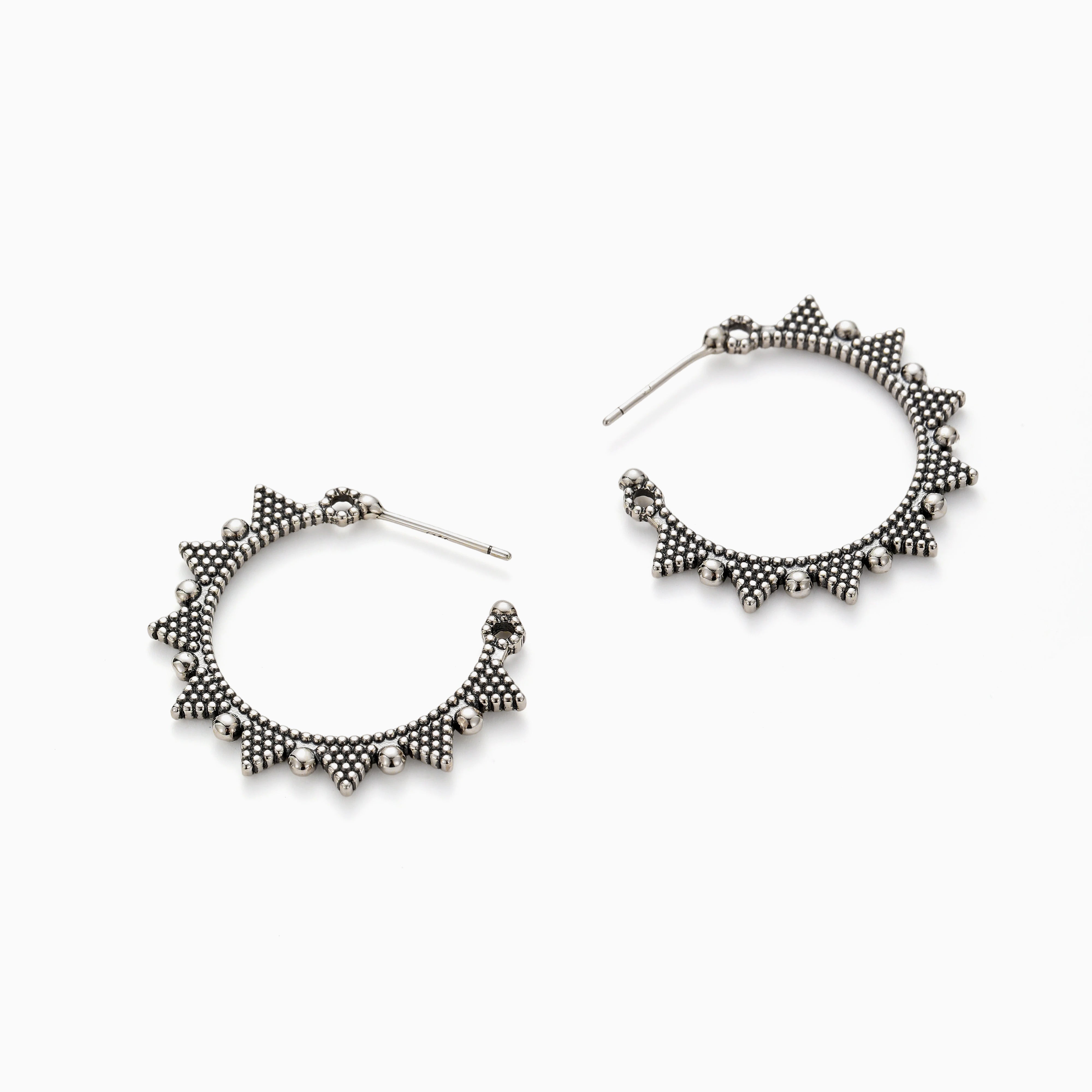 CLASSIC SOUTH ASIAN OXIDIZED SILVER HOOPS FEMININE POWER